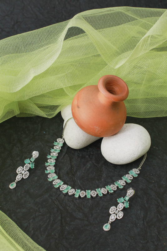 Mint Spark Dual Motif Necklace Set
