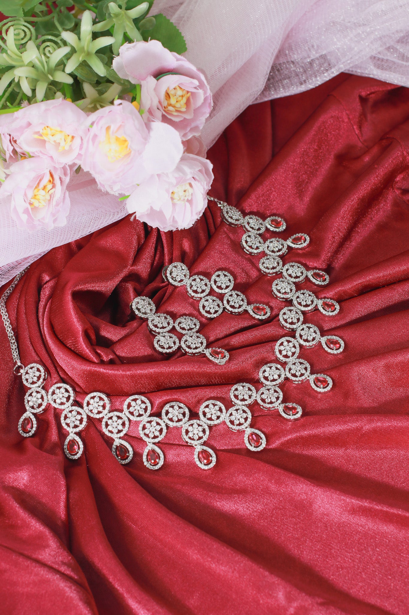 Royal Ruby Swirl Necklace Set