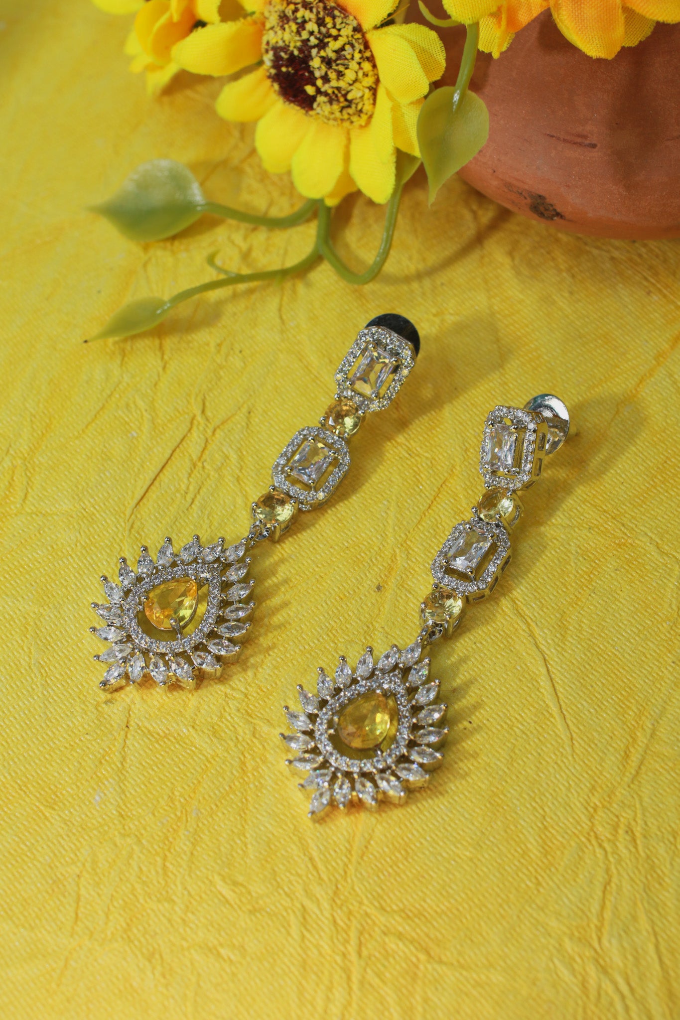 Citrine Sunburst Bridal Necklace Set