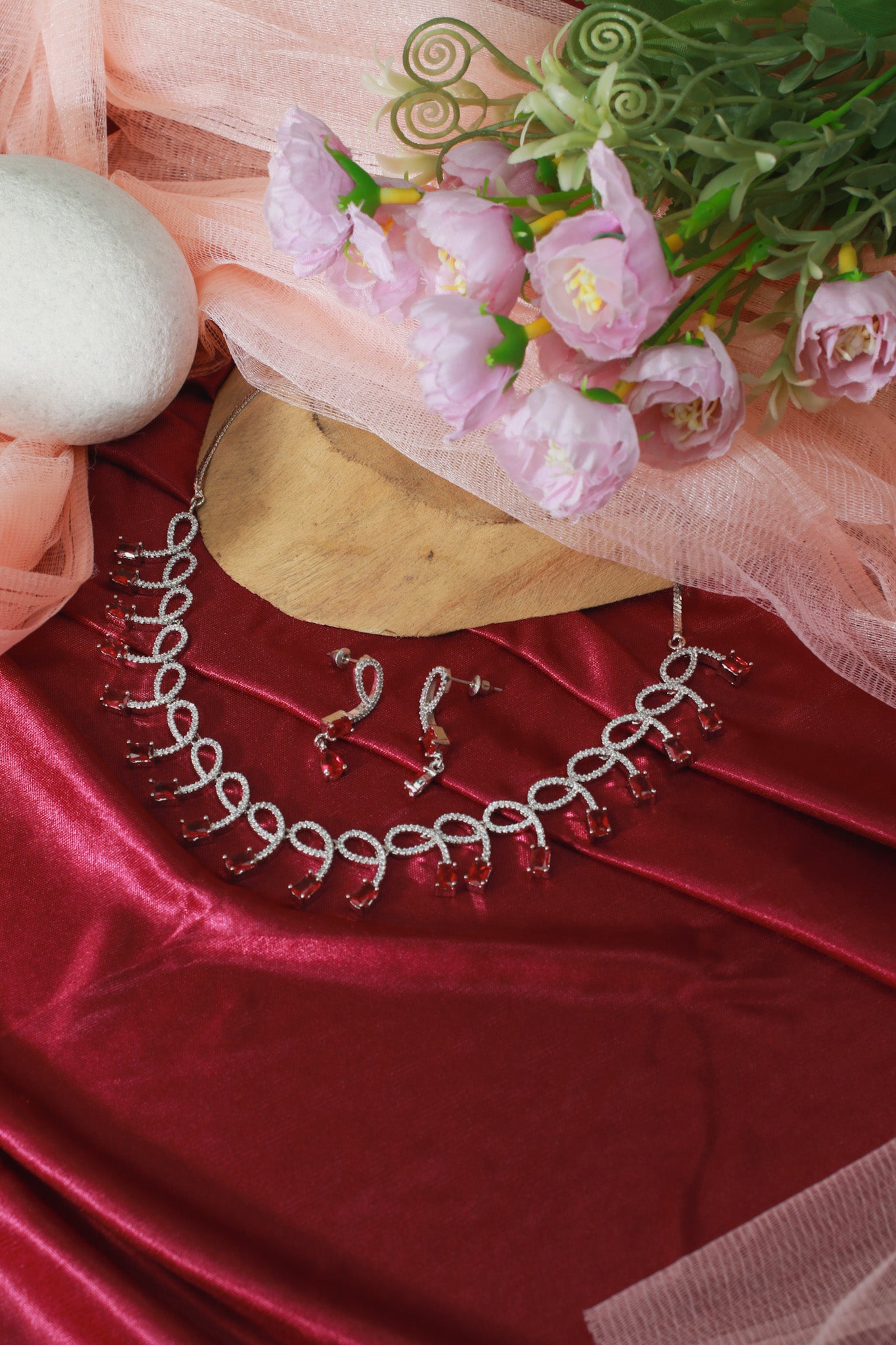 Ruby Loop Cascade AD Necklace Set