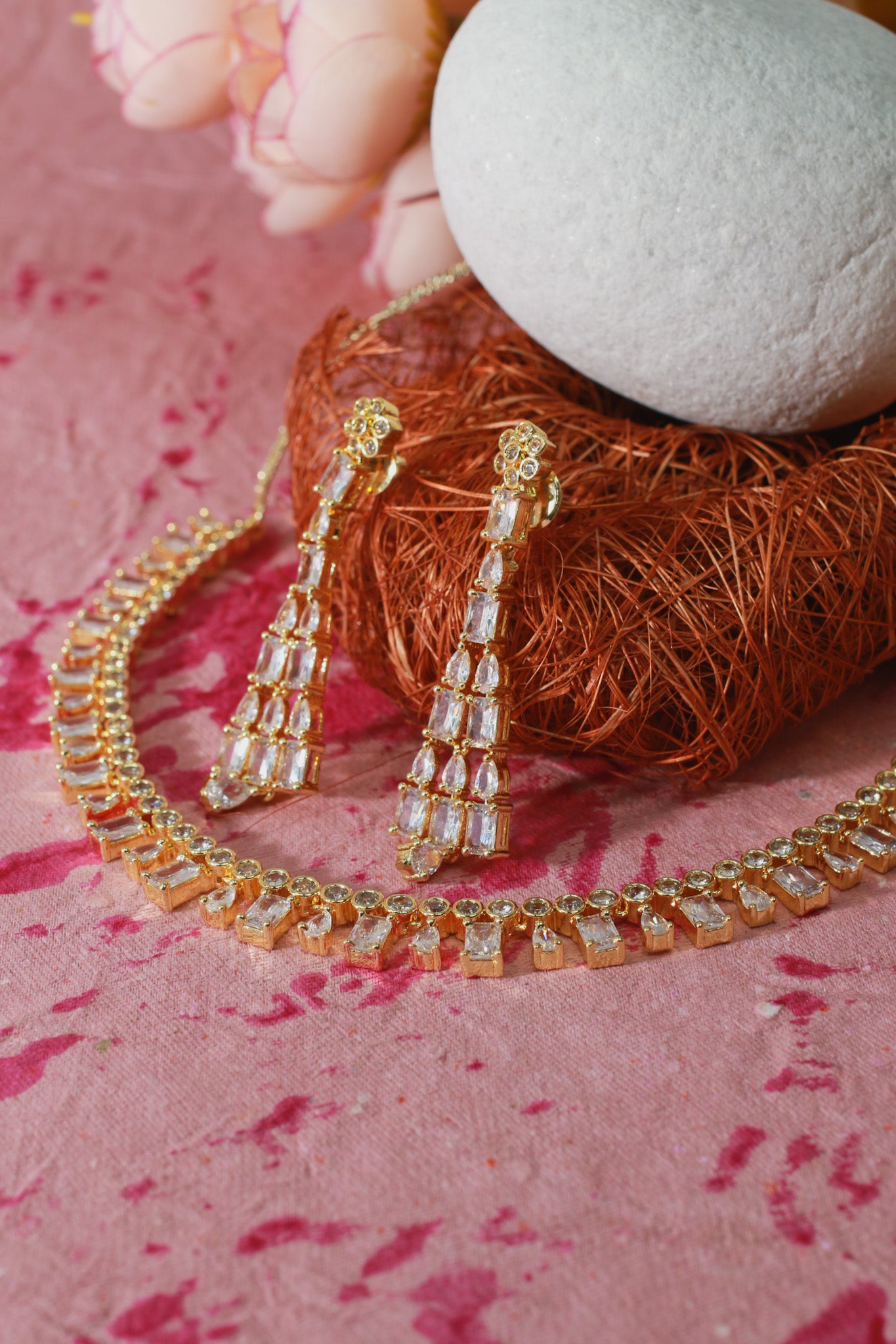 Delicate Gold-Tone Waterfall Necklace Set