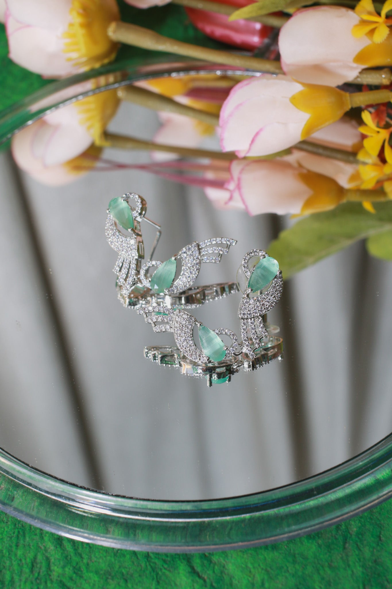 Mint Teardrop Wave Necklace Set