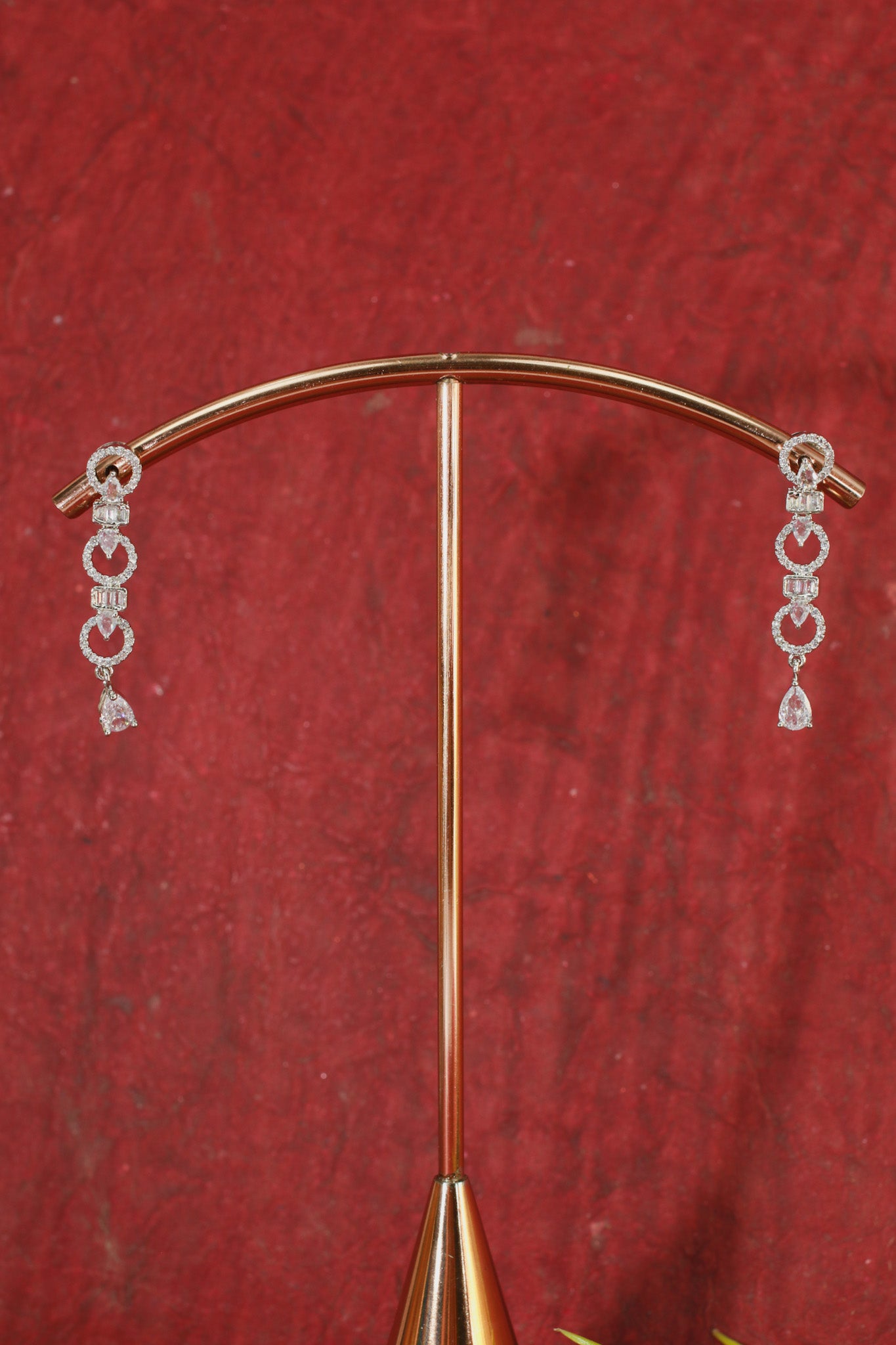 Silver Circle Drop AD Necklace Set