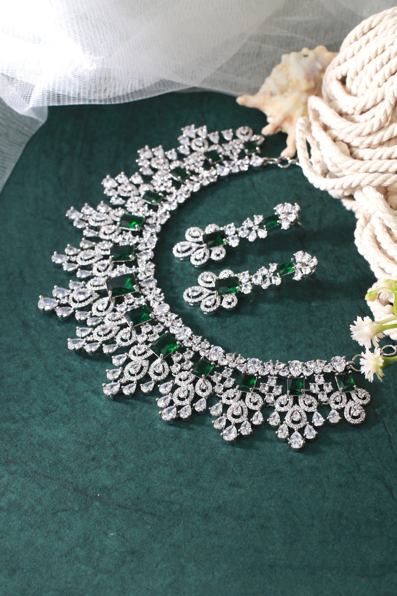 Majestic Green Bridal Choker Necklace Set
