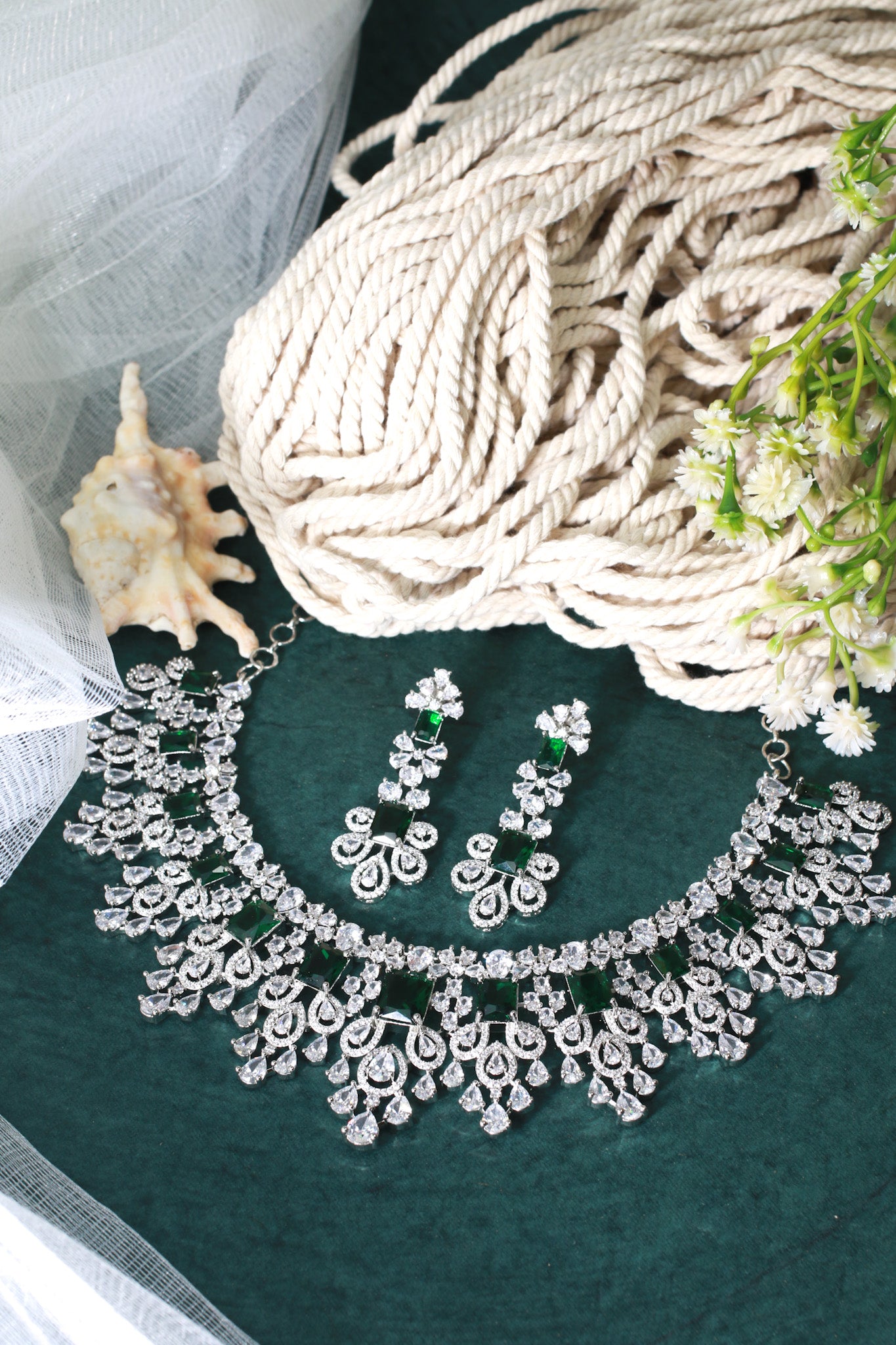 Majestic Green Bridal Choker Necklace Set
