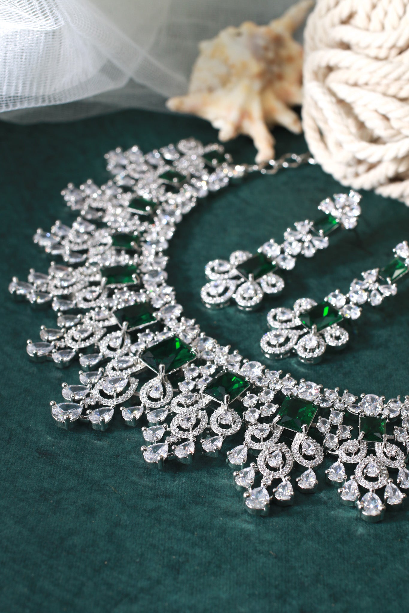 Majestic Green Bridal Choker Necklace Set