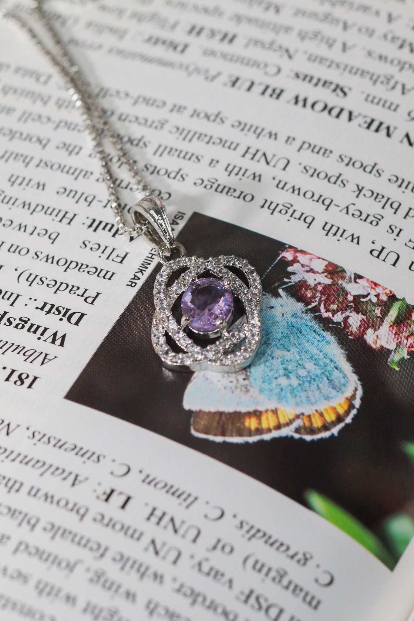 Purple Oval Floral Pendant Set