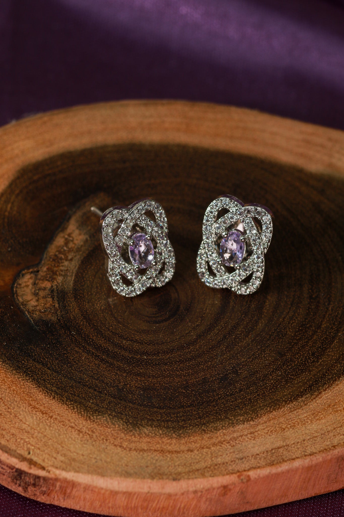 Purple Oval Floral Pendant Set