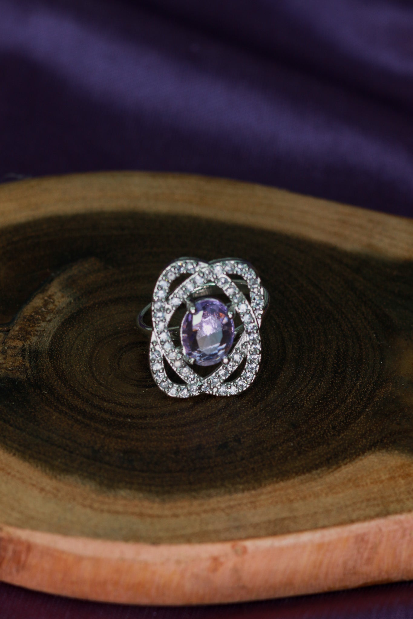 Purple Oval Floral Pendant Set