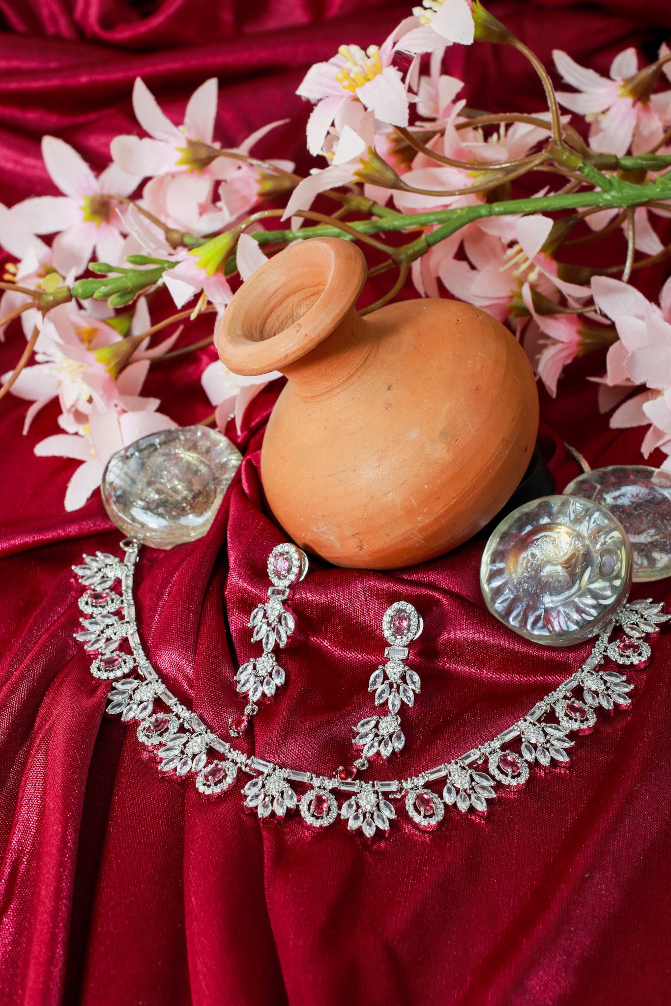 Ruby Floral Sparkle Necklace Set