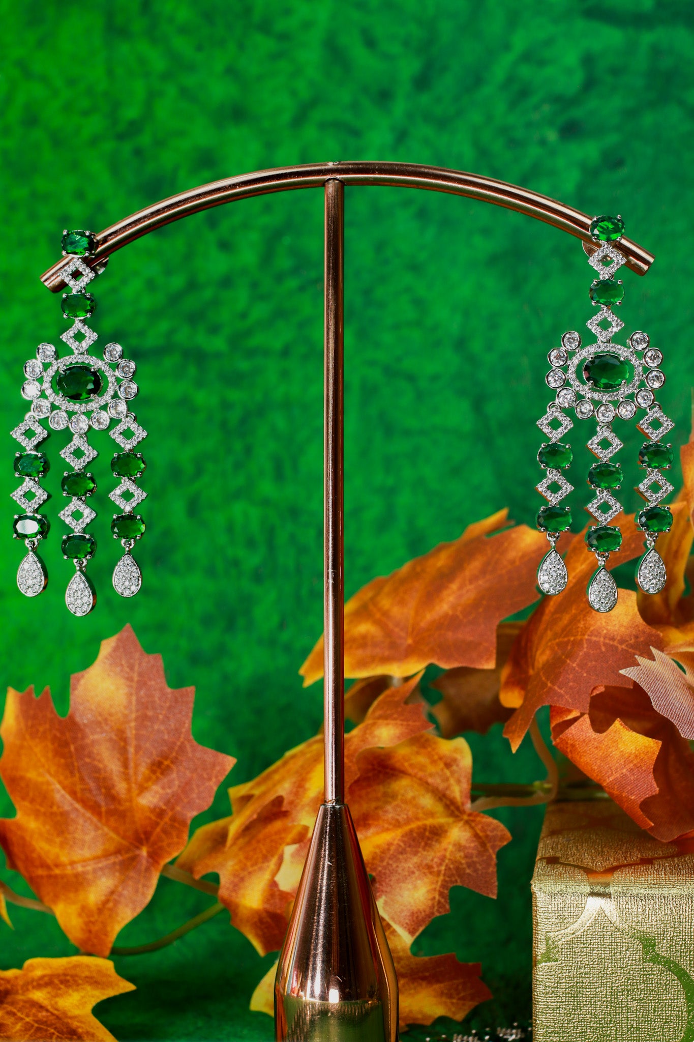 Emerald Layered Ranihaar Style Necklace Set