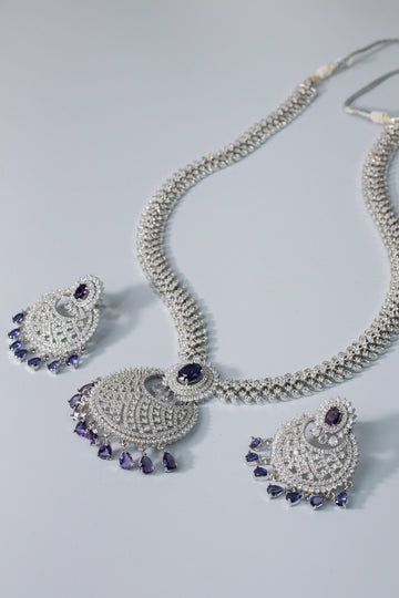 Sapphire Moon Fan AD Necklace Set