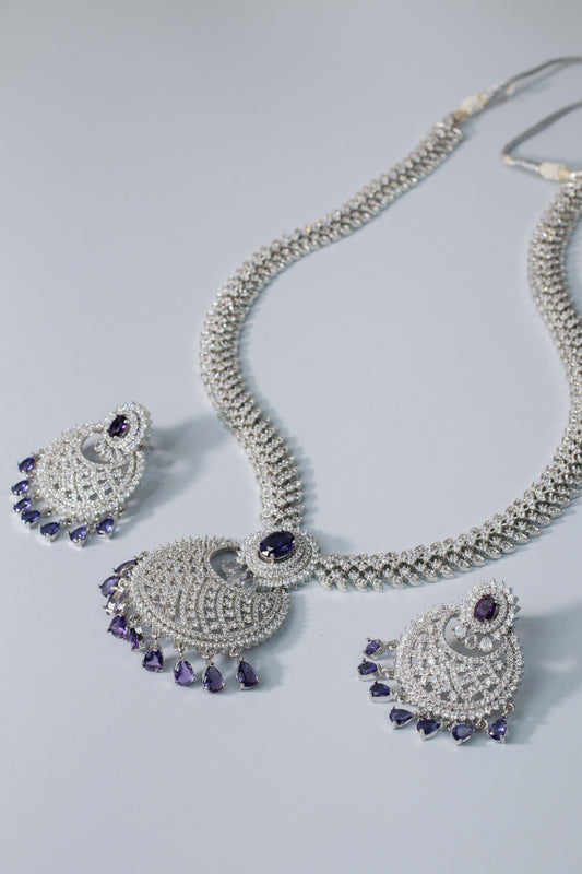 Sapphire Moon Fan AD Necklace Set