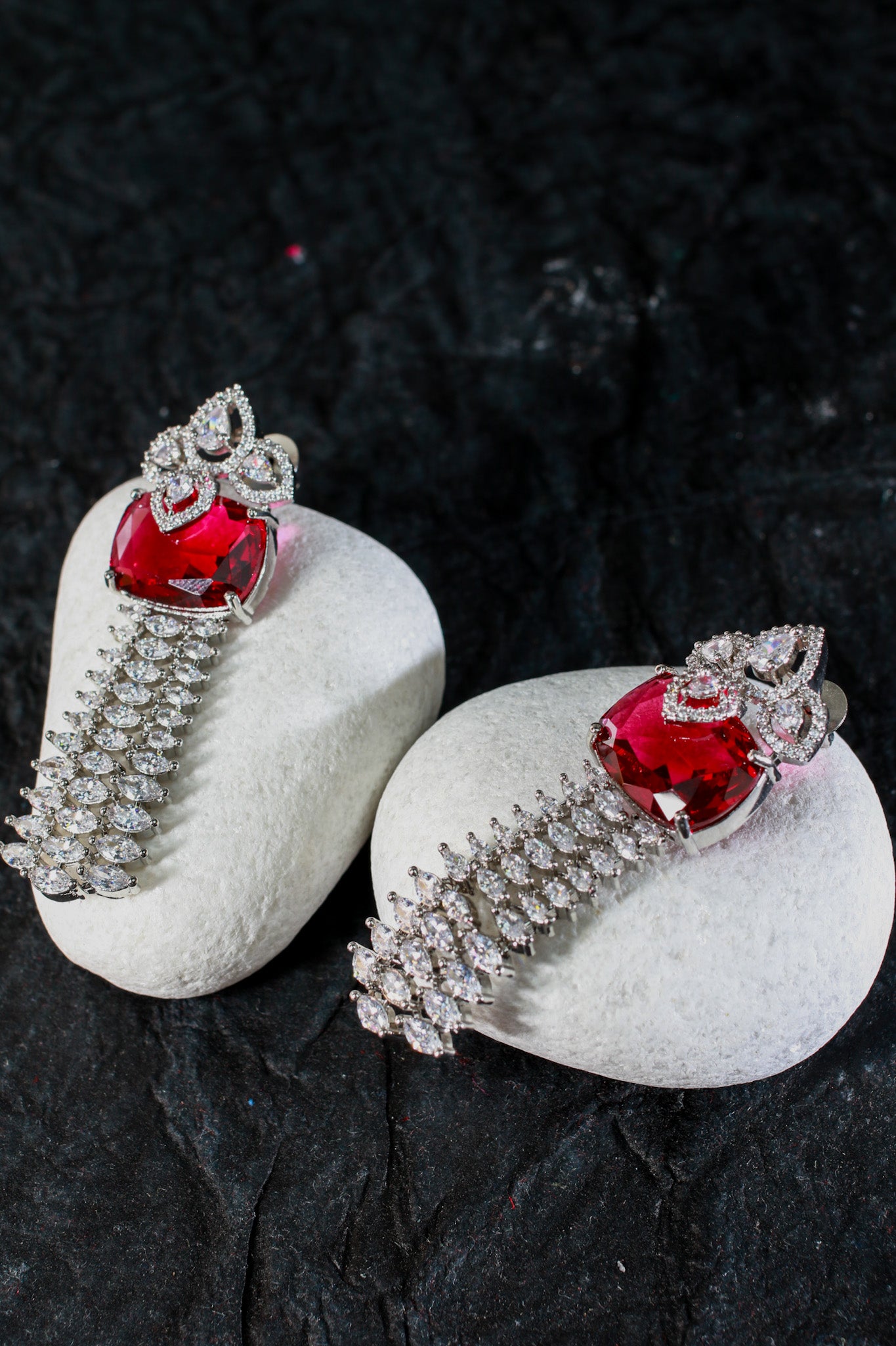 Ruby Tassel Classic AD Necklace Set