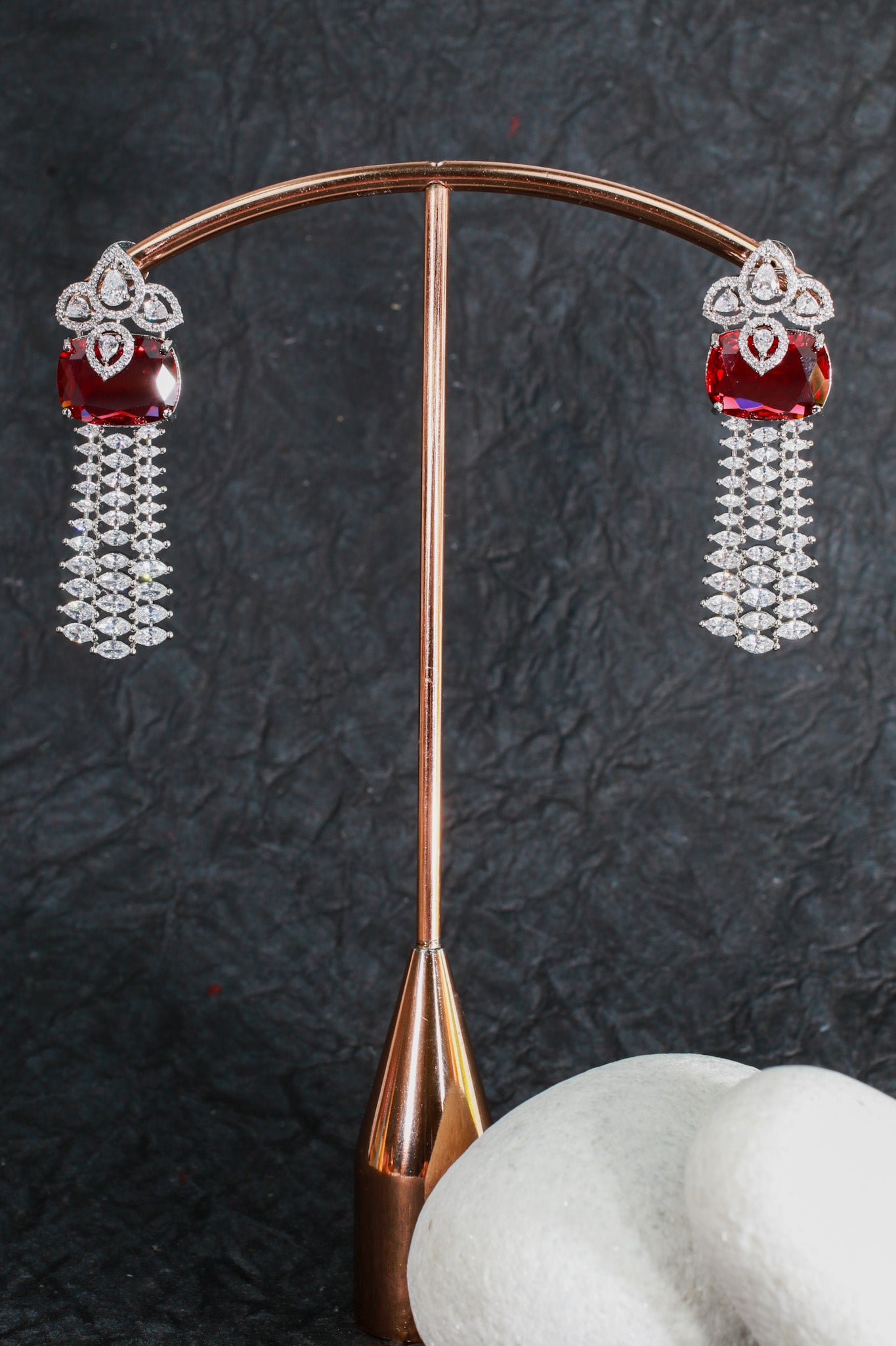 Ruby Tassel Classic AD Necklace Set