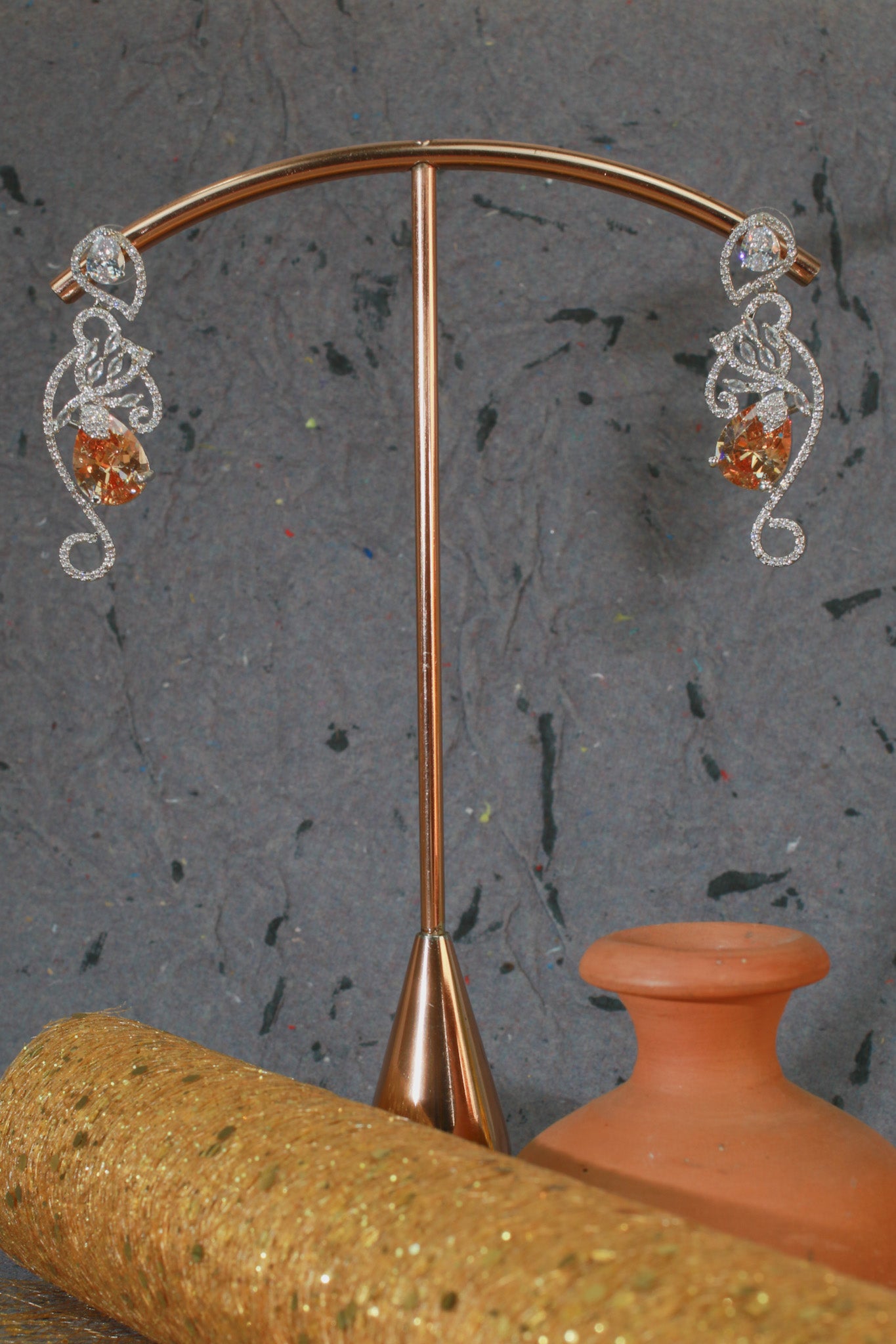 Amber Drop Bridal AD Necklace Set | Designer Wedding Jewelry