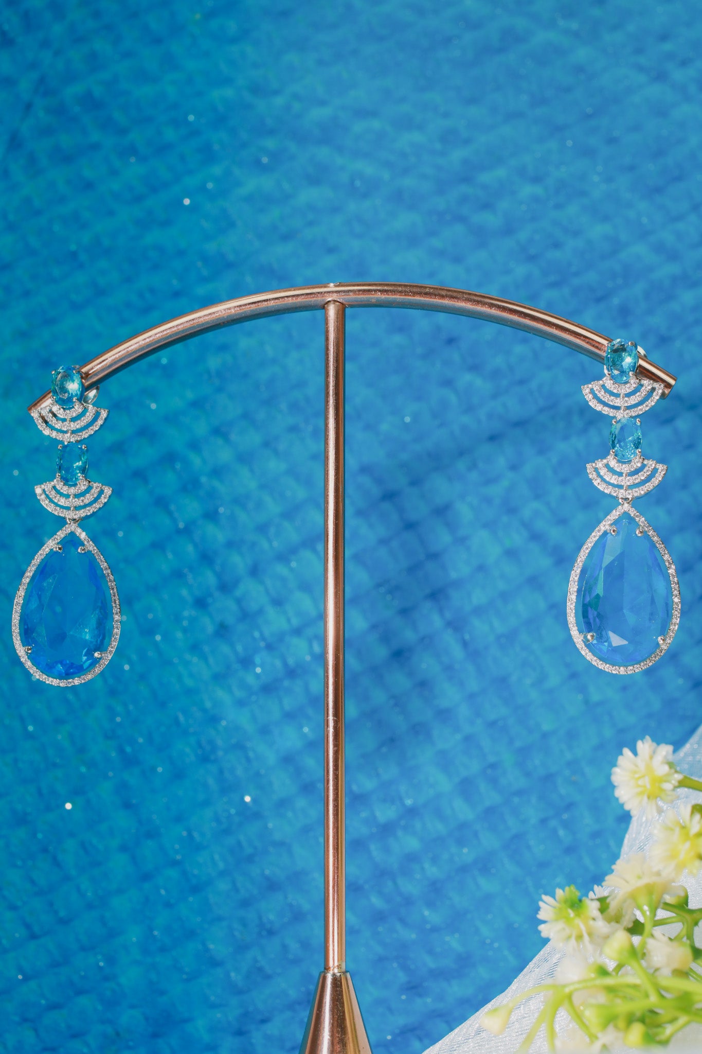 Royal Blue Drop AD Necklace Set | Statement Wedding Jewelry