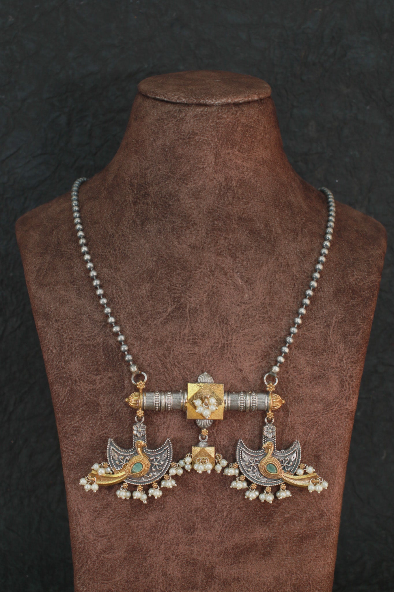 Oxidised Dholki Pendant Tribal Replica Necklace for Women