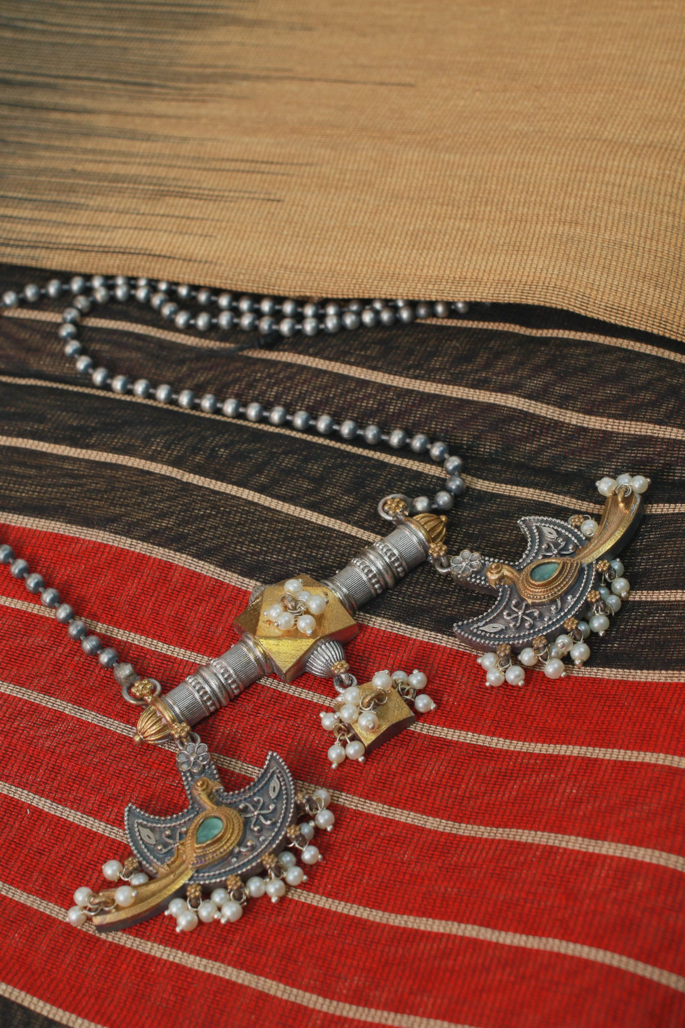 Oxidised Dholki Pendant Tribal Replica Necklace for Women