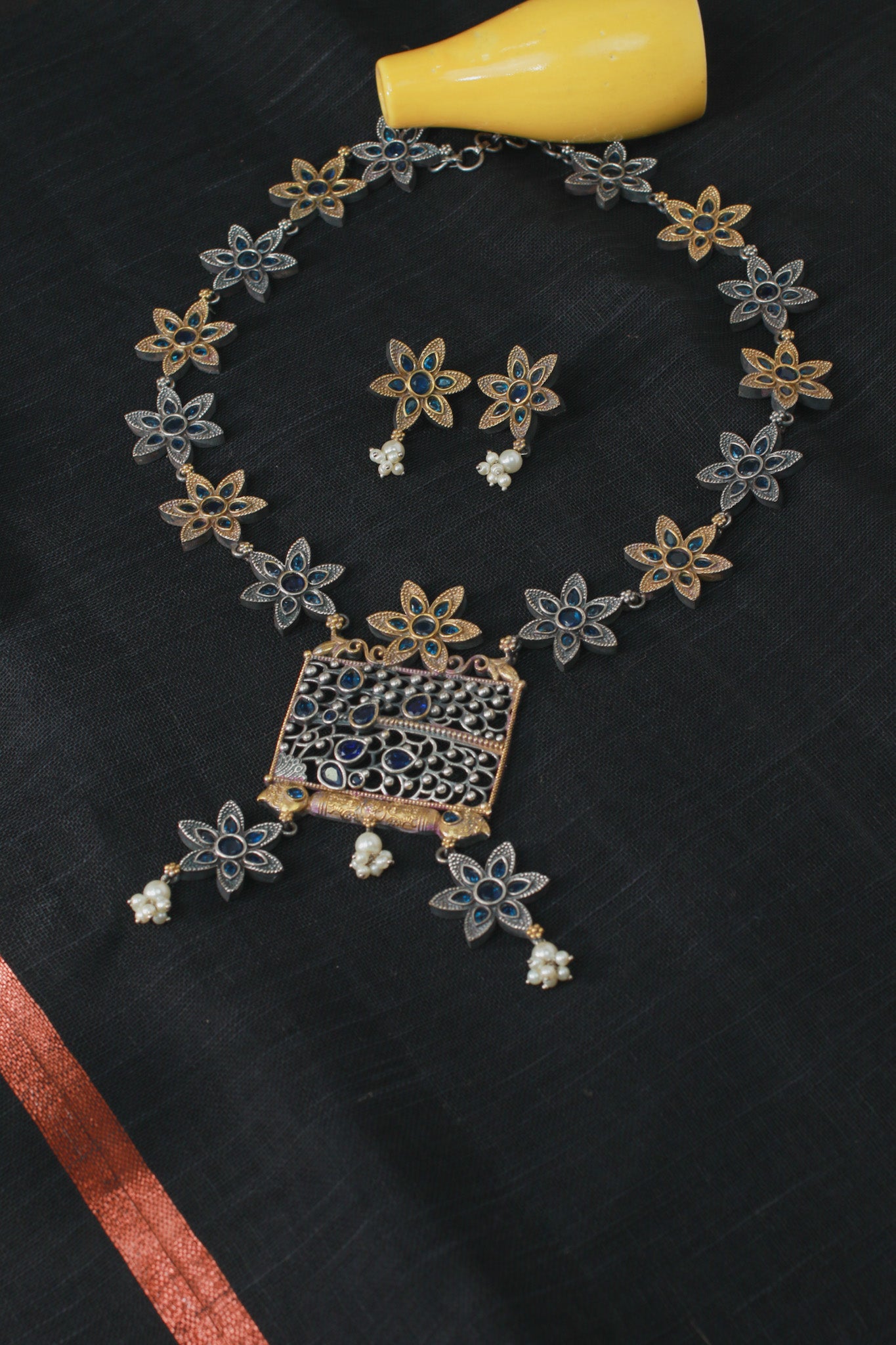 Elegant Silver Replica Necklace Set with Earrings for Women