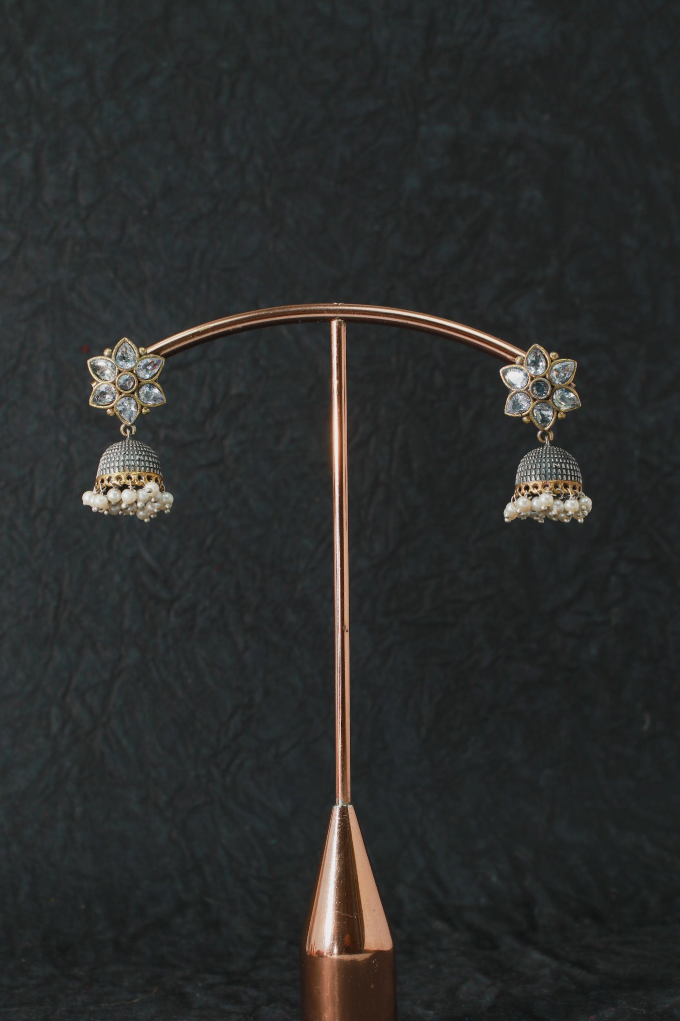 Elegant Dual-Tone Beaded Replica Necklace Set with Earrings for Women