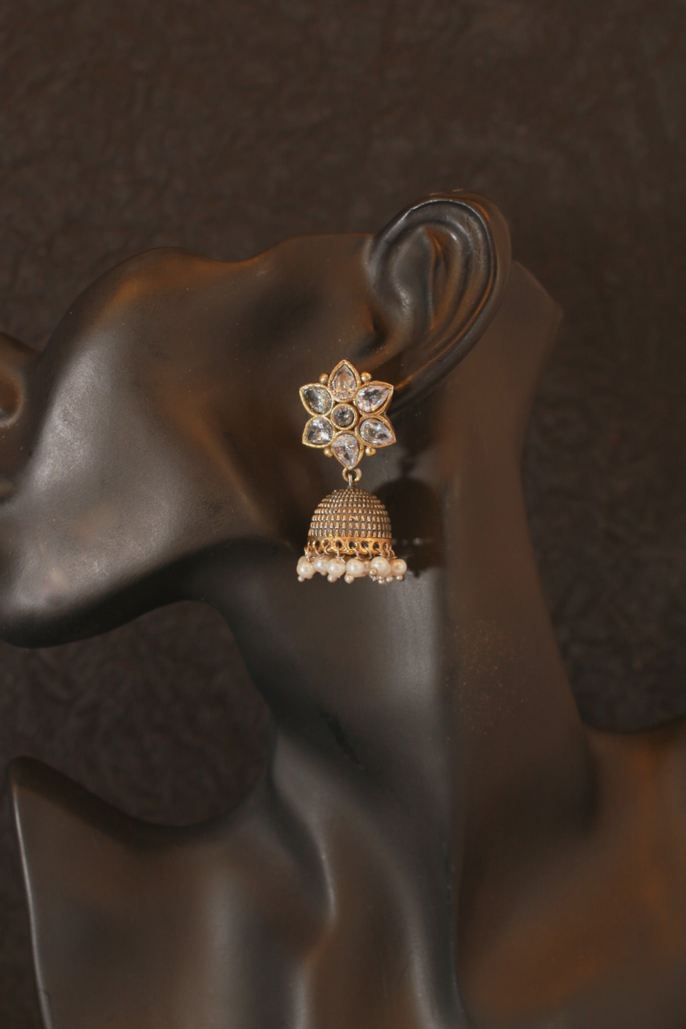 Elegant Dual-Tone Beaded Replica Necklace Set with Earrings for Women