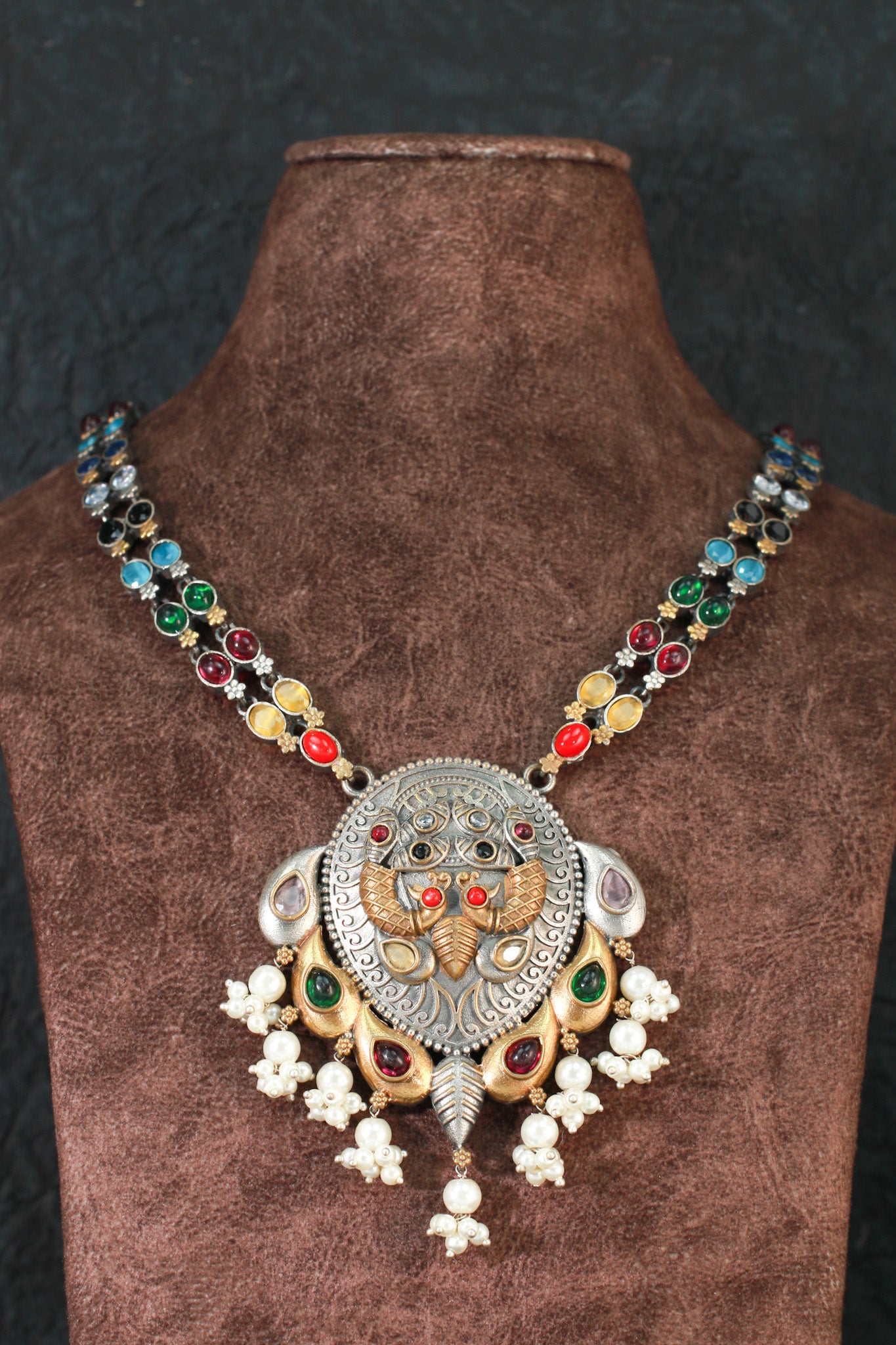 Multicolor Gem Lion Pendant Replica Necklace for Women