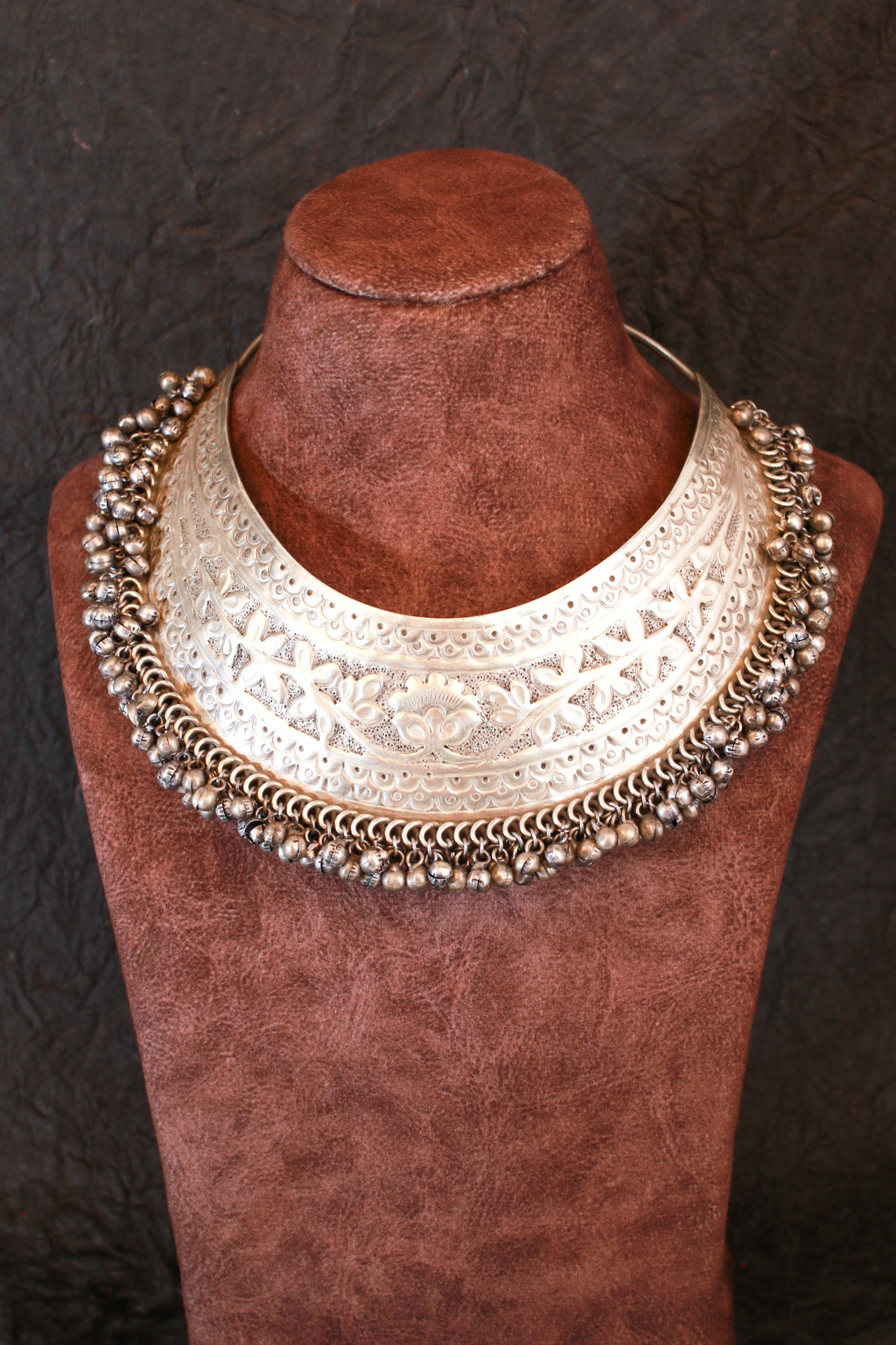 Oxidised Tribal Silver Collar Necklace for Women