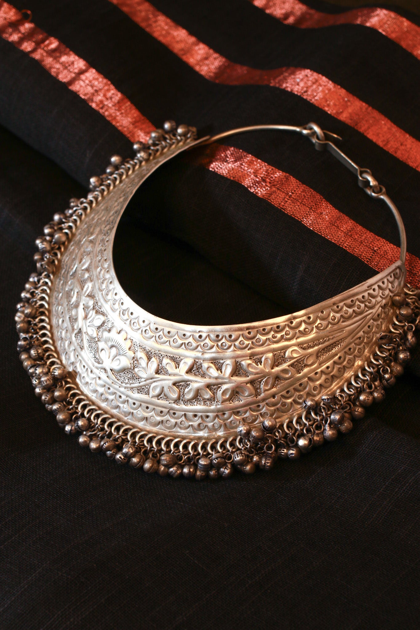Oxidised Tribal Silver Collar Necklace for Women