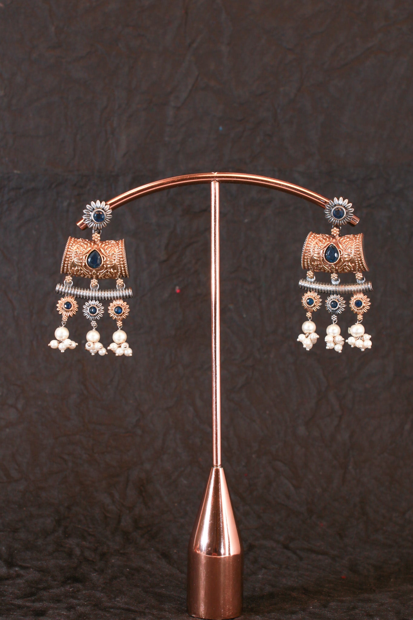 Antique Oxidised Silver Choker Necklace Set with Earrings for Women