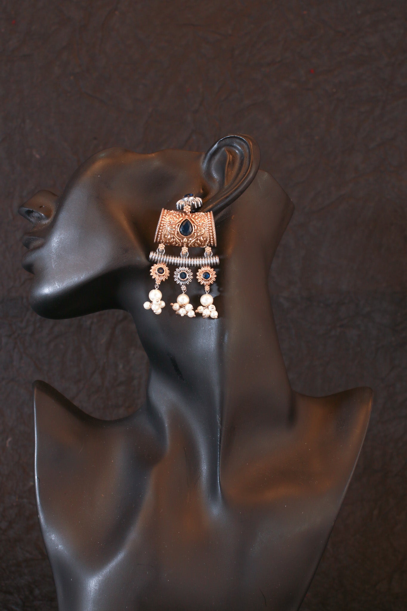 Antique Oxidised Silver Choker Necklace Set with Earrings for Women