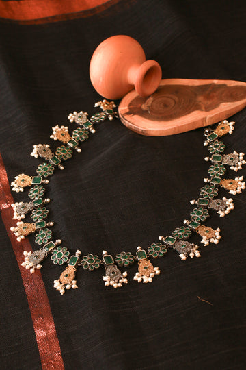 Green and Gold Tribal Pendant Necklace for Women