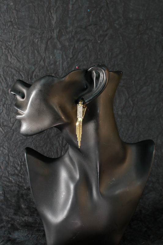 Square Mesh Tassel Earrings – Bold Gold Anti-Tarnish Jewelry