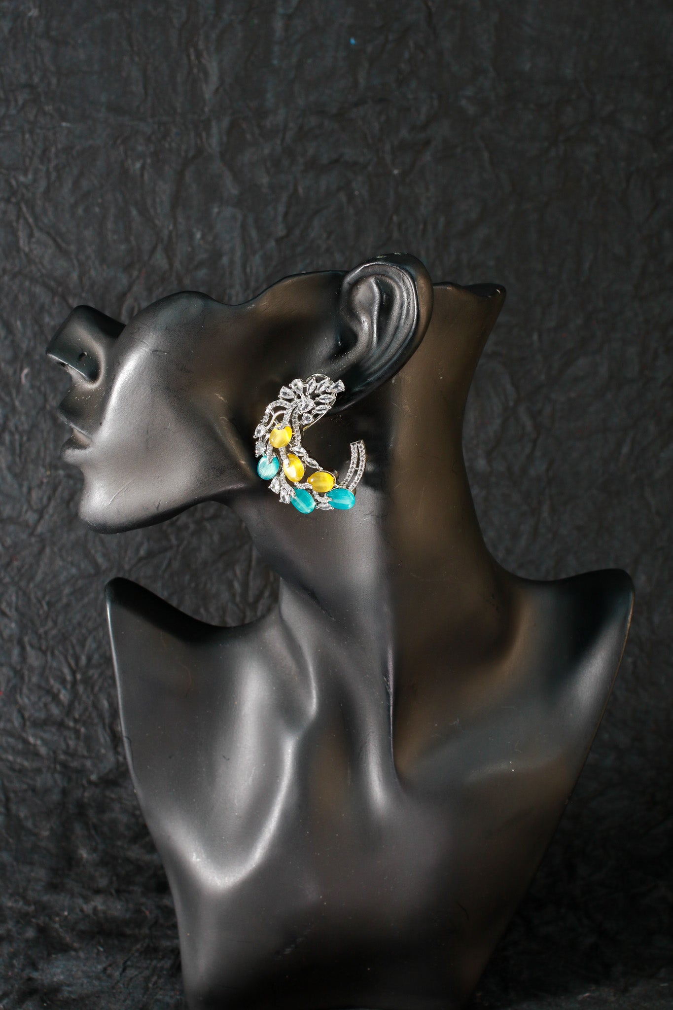 Blue & Yellow Leaf Cluster Earrings
