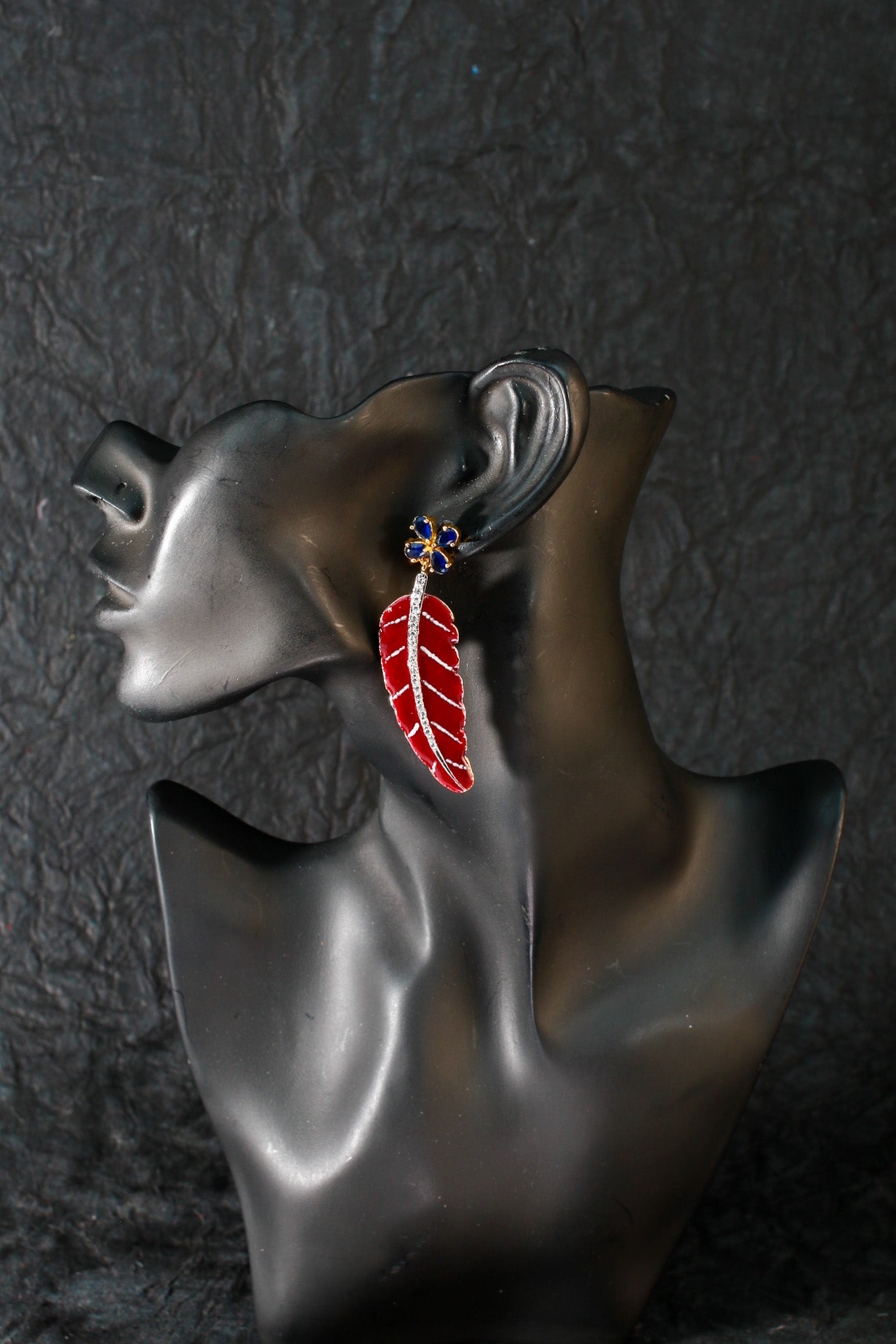 Enamel Leaf Design Gold Tone Premium Earrings