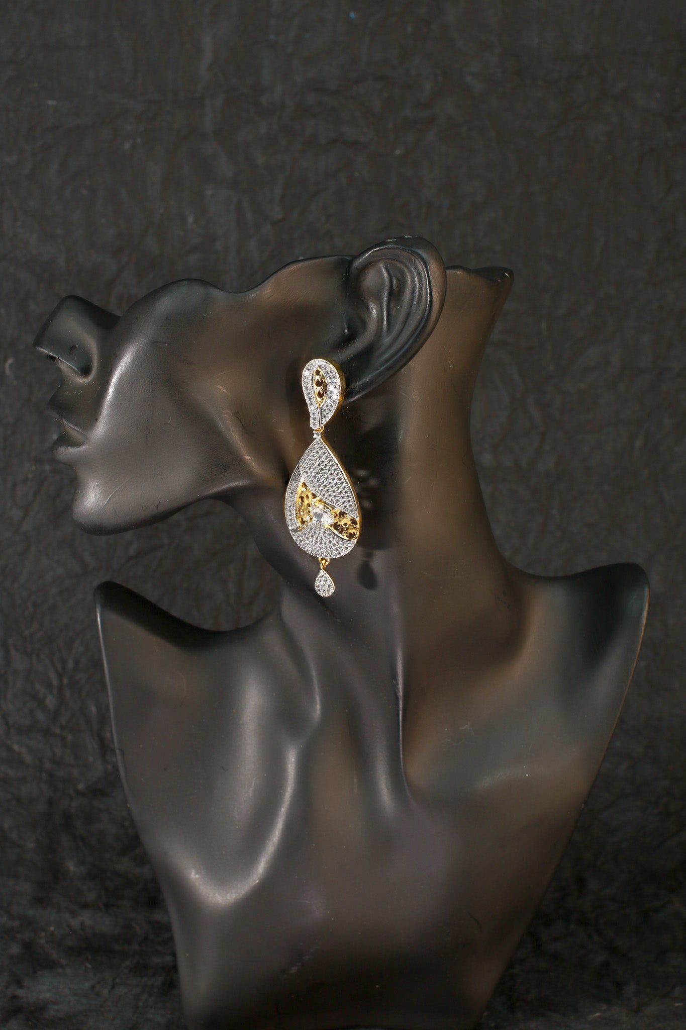 Dual-Tone Enamel & CZ Dangler Earrings