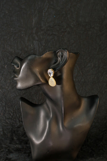 Gold Teardrop CZ Drop Earrings