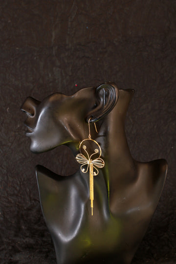 Wire Butterfly Tassel Earrings – Artistic Gold Anti-Tarnish