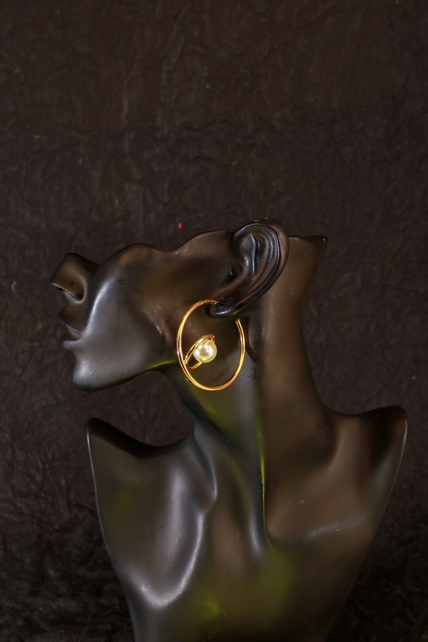 Modern Pearl Orbit Gold Hoop Earrings