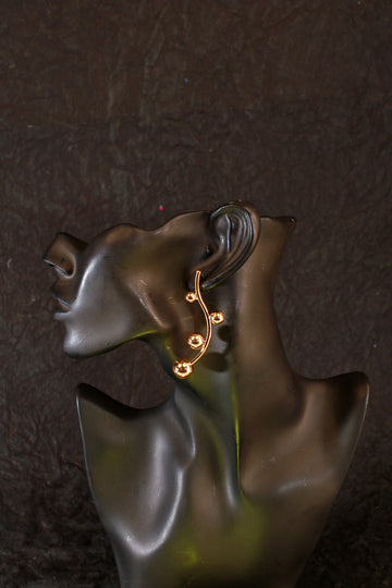 Elegant Curved Gold Ball Drop Earrings – Anti-Tarnish Statement Jewelry