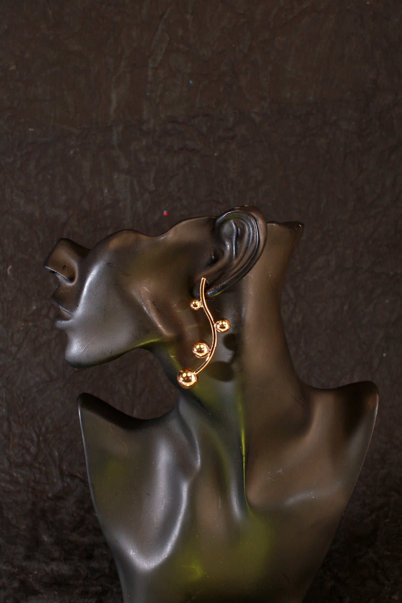 Elegant Curved Gold Ball Drop Earrings – Anti-Tarnish Statement Jewelry