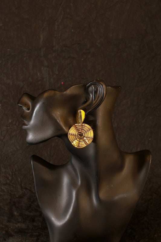 Korean Spiral Swirl Statement Earrings – Golden Wire Anti-Tarnish Design