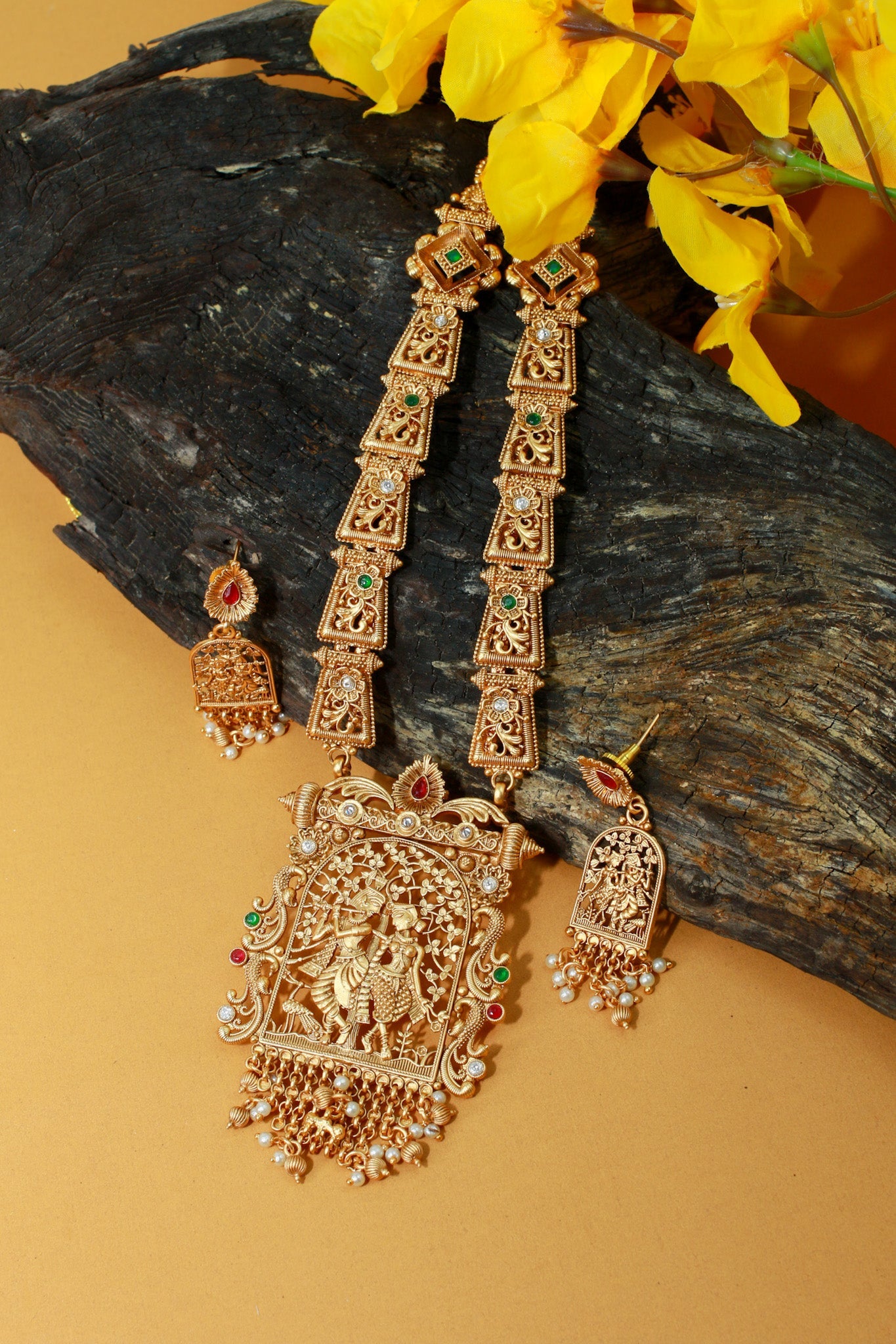 Antique Krishna Radha Long Haram - Maxiblink