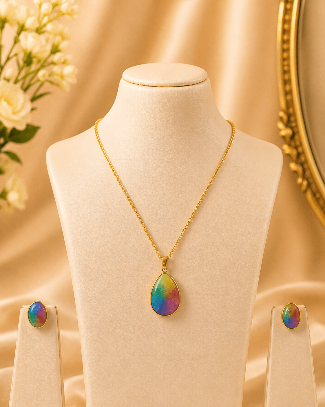 Aurora Opal Teardrop Pendant Set - Maxiblink