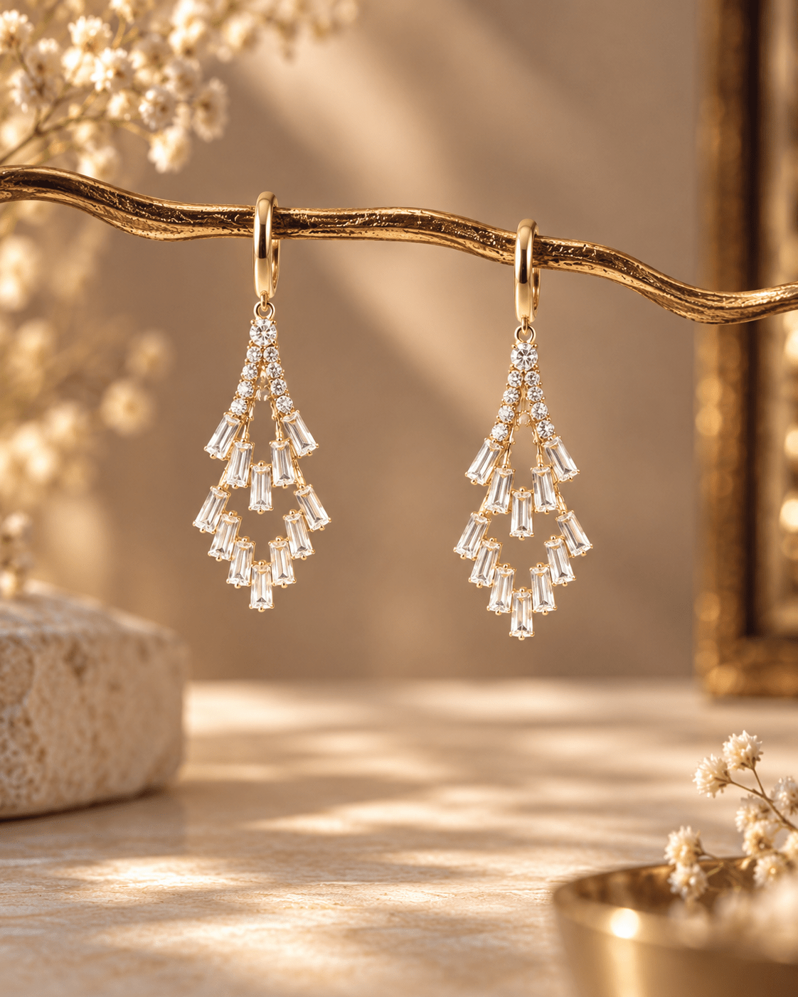 Crystal Fan Tassel Drop Earrings - Maxiblink