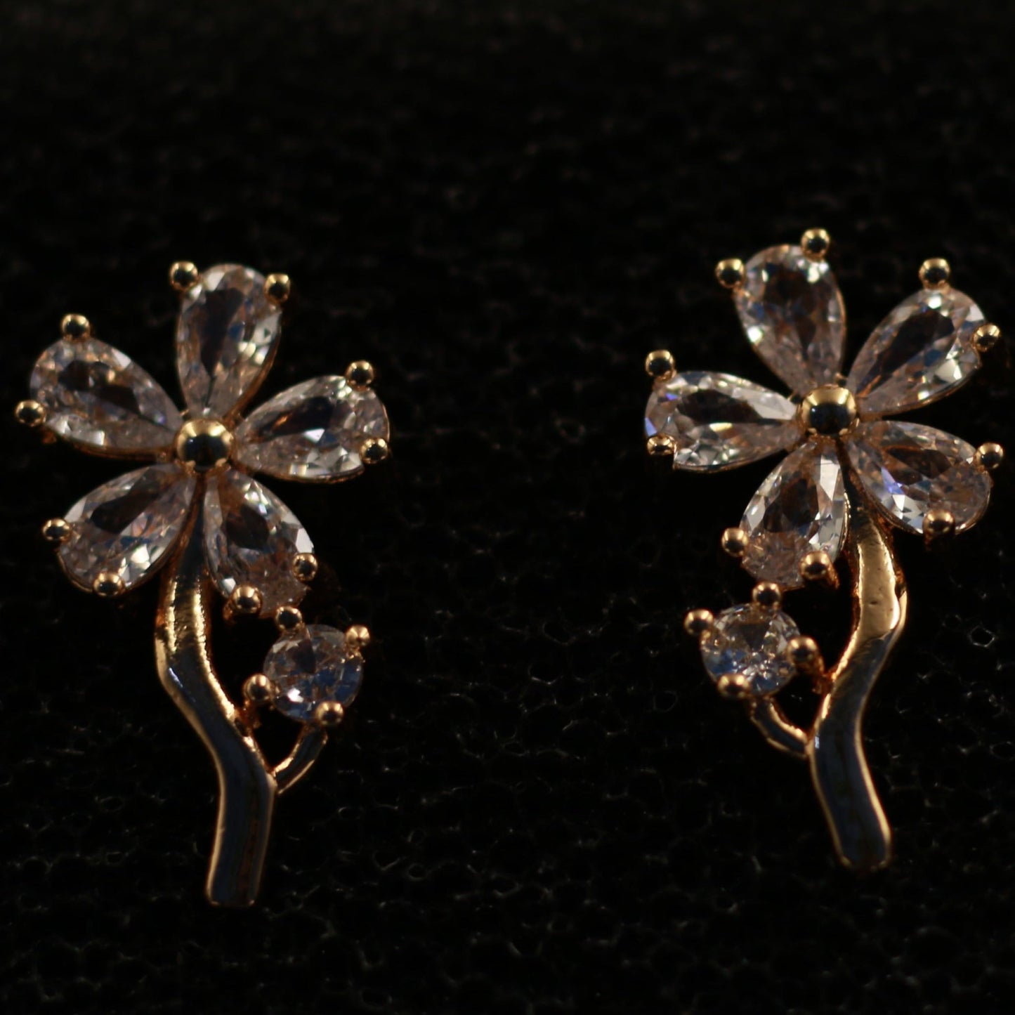 Crystal Flower Branch Stud Earrings - Maxiblink