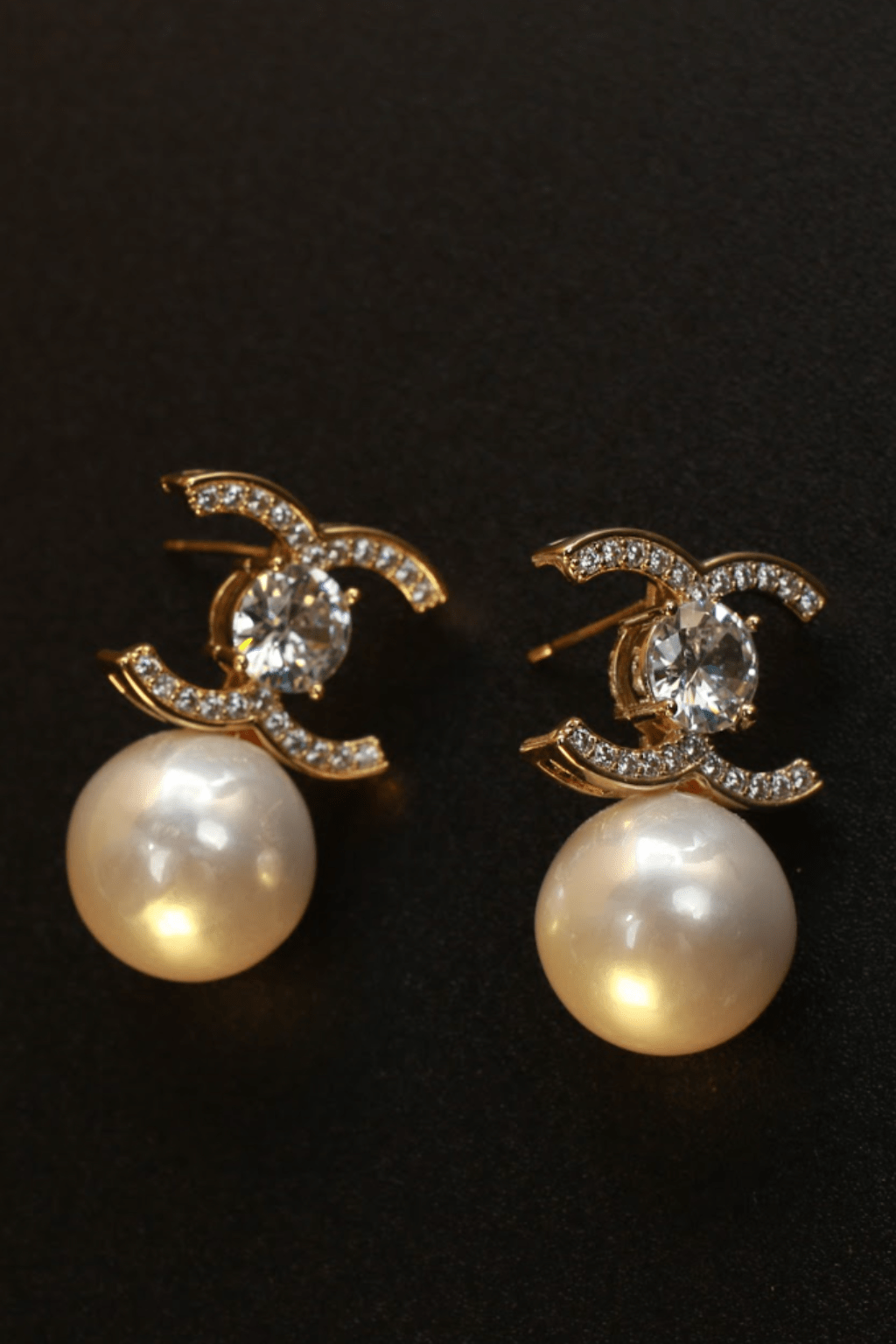 Crystal Studded Designer Logo Earrings – Premium Anti - Tarnish Gold Finish - Maxiblink