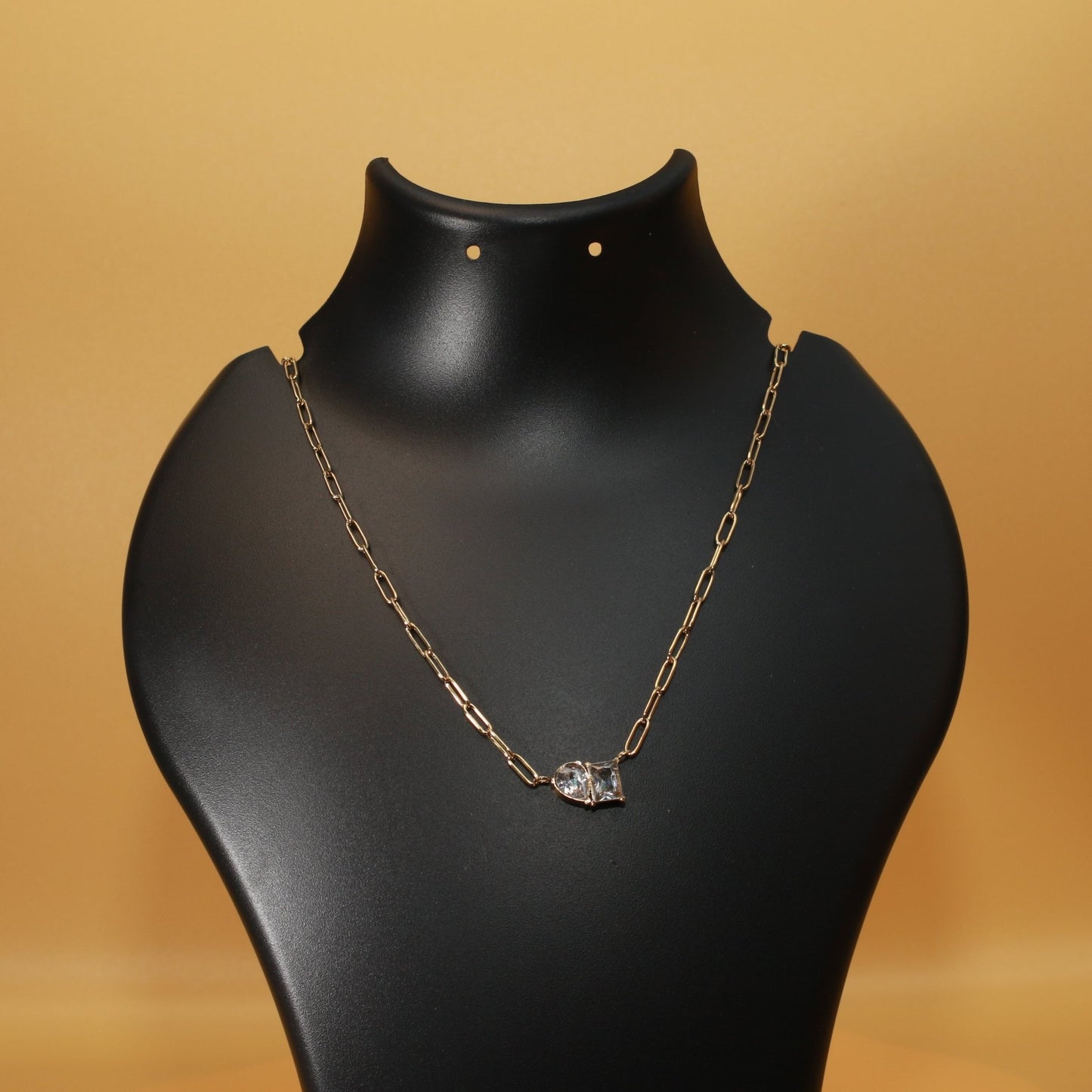 Elegant Gold Chain Pendant with White Crystal Charm - Maxiblink