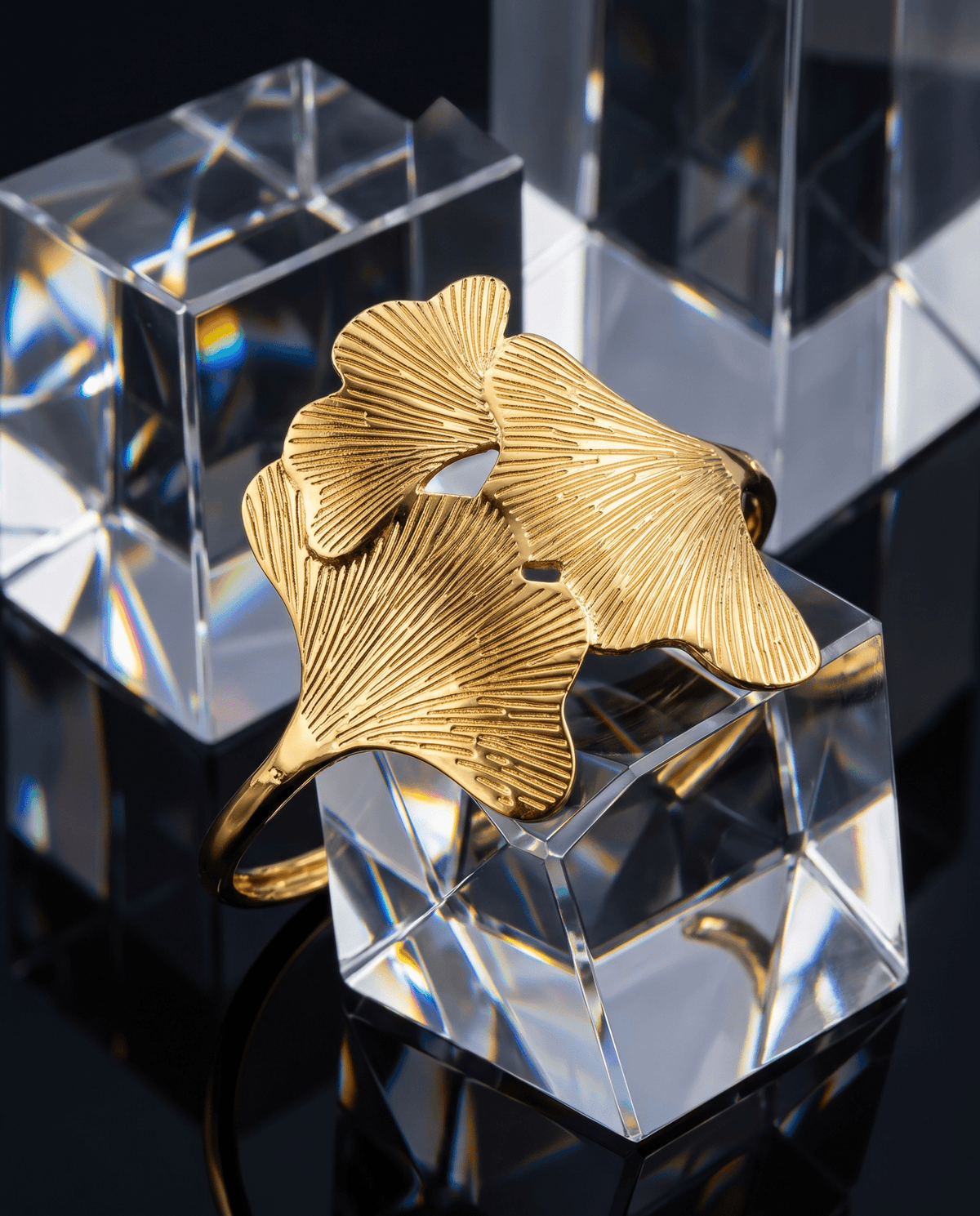 Ginkgo Leaf Open Cuff Bracelet - Maxiblink