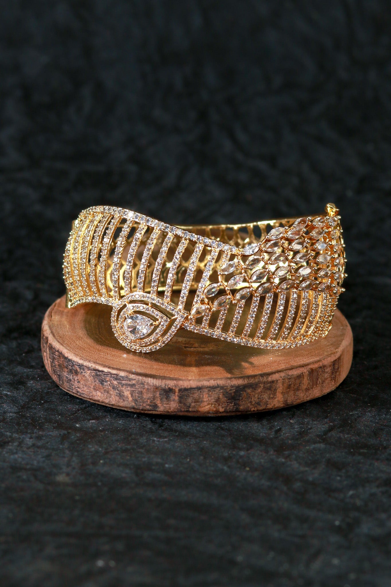 Gold Plated Designer Bracelet with Leaf Motif - Maxiblink